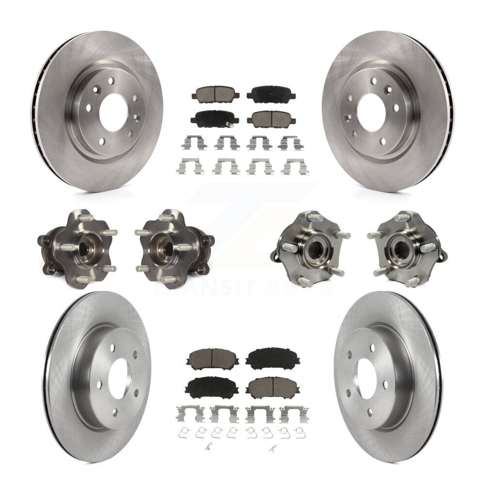 Hub Bearing Brake Rotor Pad Front Rear Kit (10Pc) For Nissan Qashqai Rogue Sport