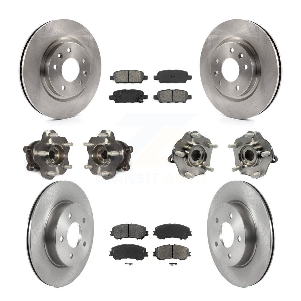 Hub Bearing Brake Rotor Pad Front Rear Kit (10Pc) For Nissan Qashqai Rogue Sport