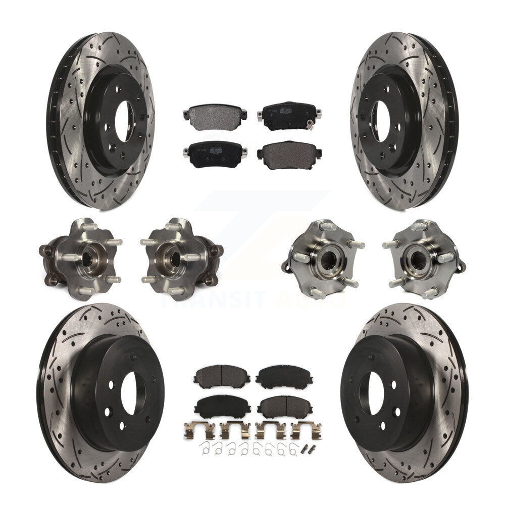 Hub Bearing Coated Brake Rotor Pads Front Rear Kit (10Pc) For Nissan Rogue Sport