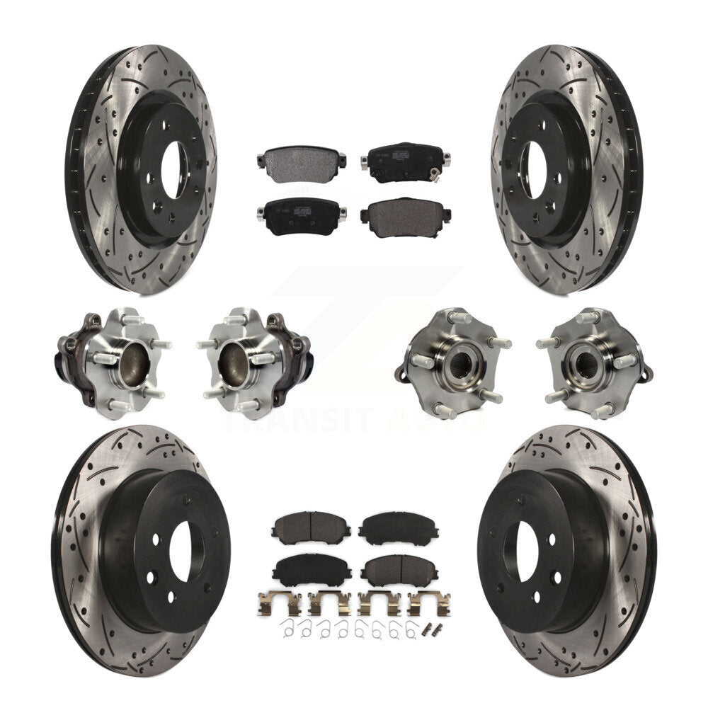 Hub Bearing Coated Brake Rotor Pads Front Rear Kit (10Pc) For Nissan Rogue Sport