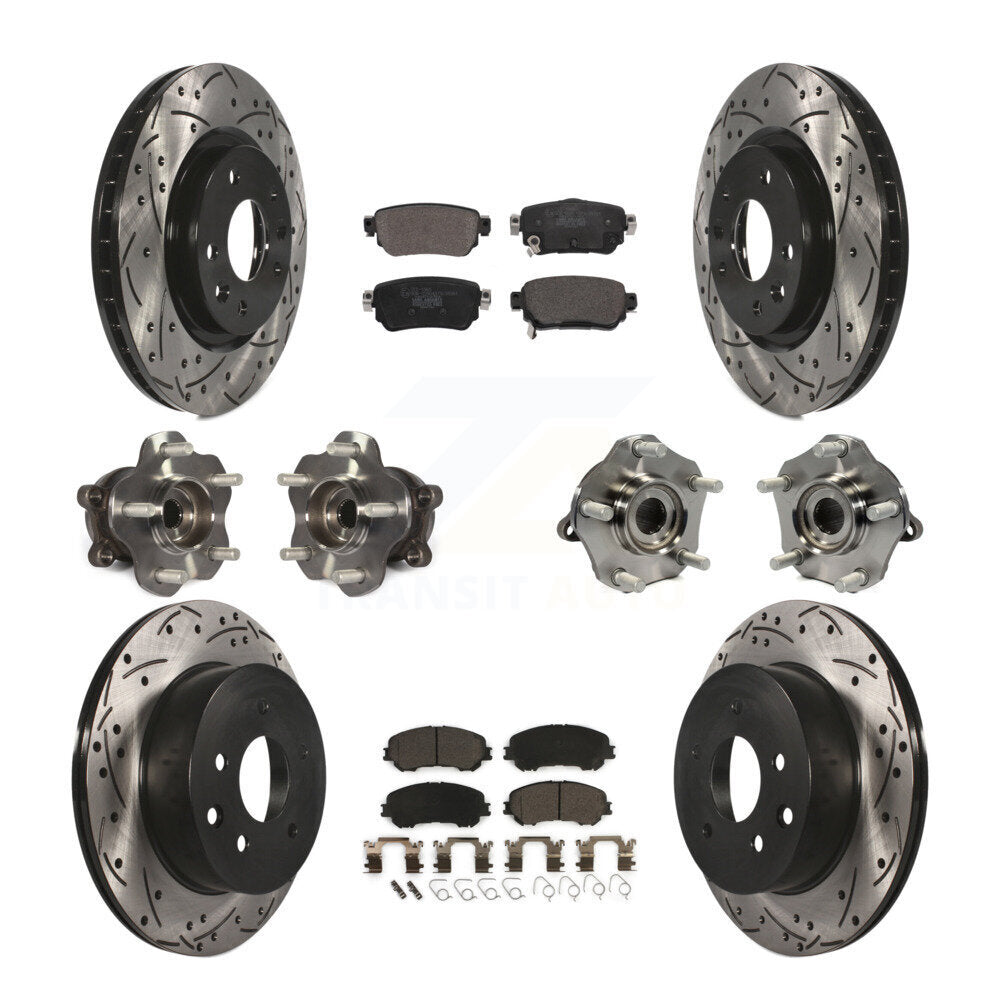 Hub Bearing Coated Brake Rotor Pads Front Rear Kit (10Pc) For Nissan Rogue Sport