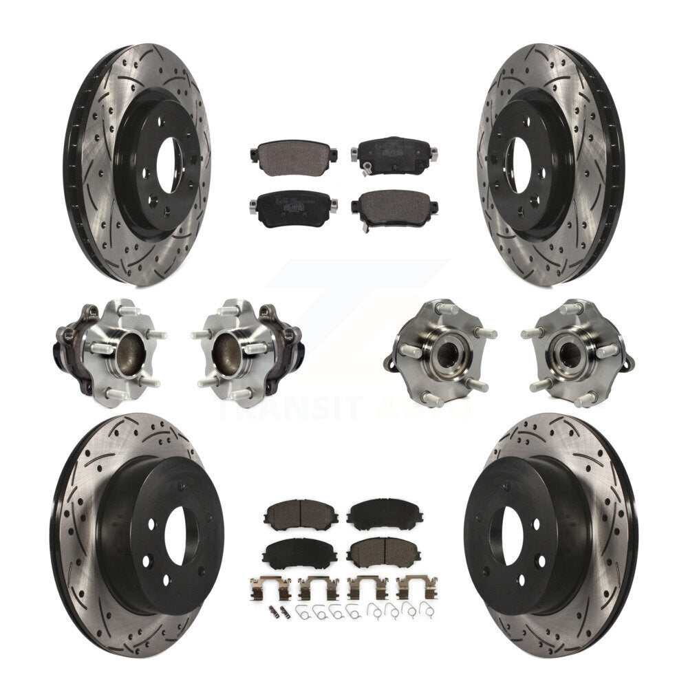 Hub Bearing Coated Brake Rotor Pads Front Rear Kit (10Pc) For Nissan Rogue Sport