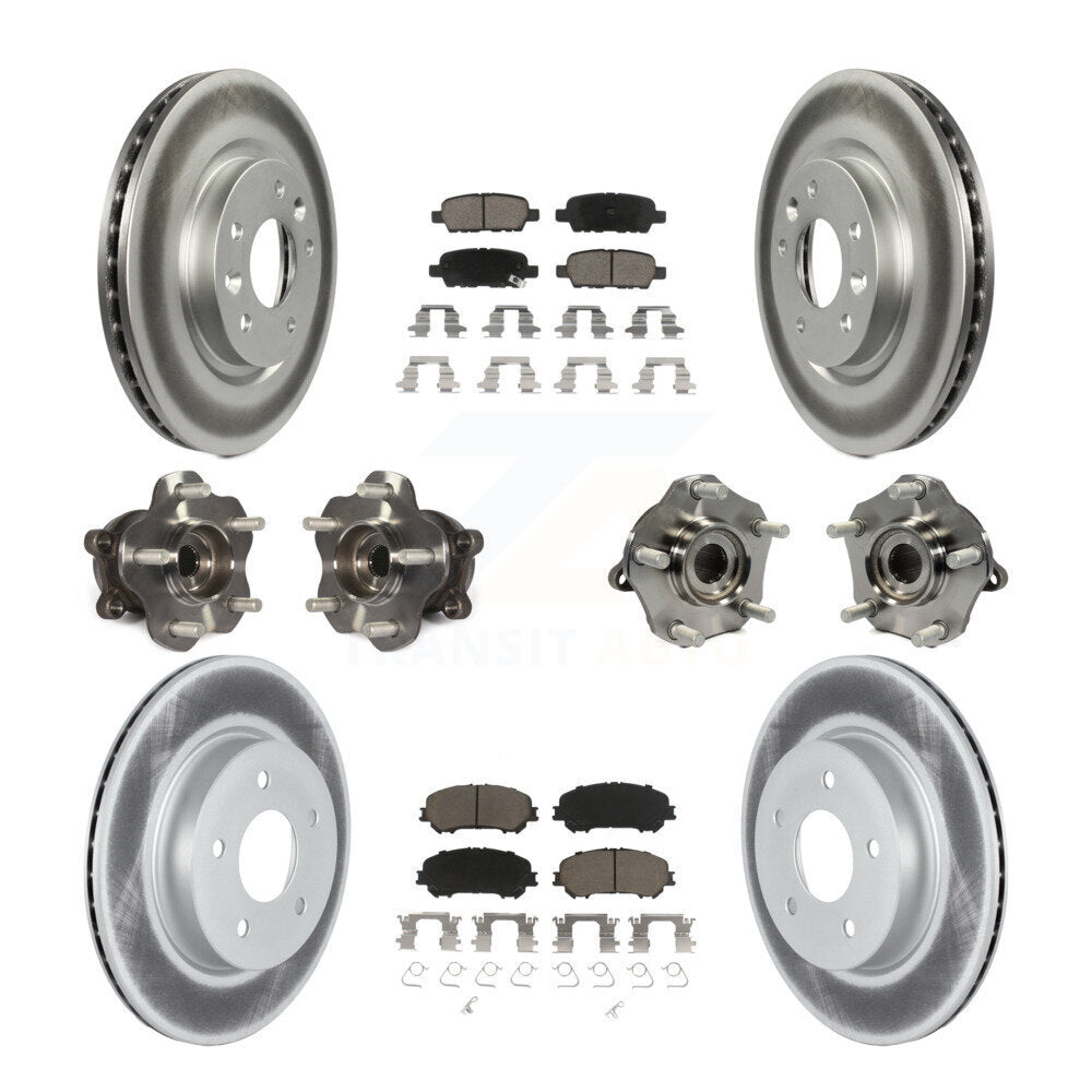 Hub Bearing Coat Brake Rotor Pads Front Rear Kit (10Pc) For Nissan Qashqai Rogue