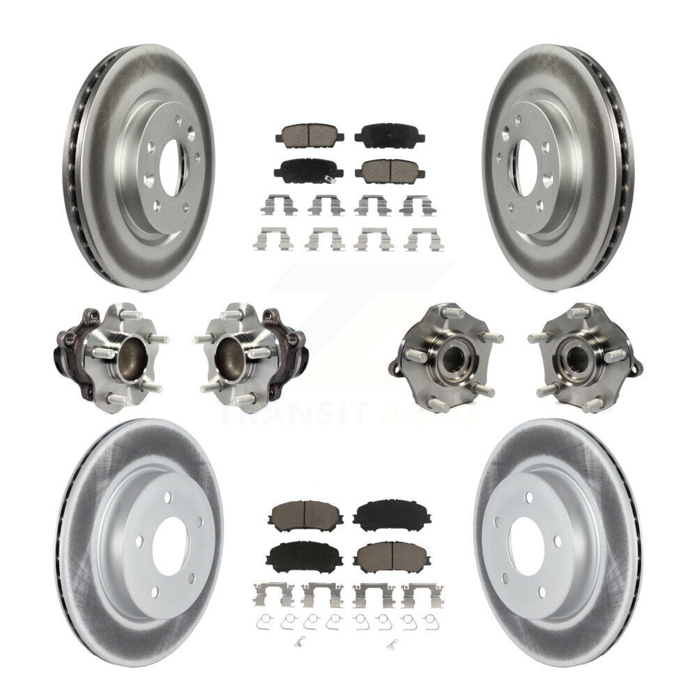 Hub Bearing Coat Brake Rotor Pads Front Rear Kit (10Pc) For Nissan Qashqai Rogue