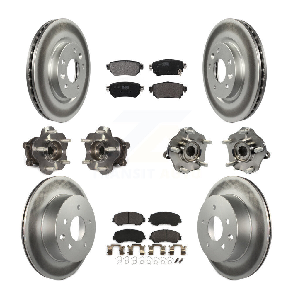 Hub Bearing Coated Brake Rotor Pads Front Rear Kit (10Pc) For Nissan Rogue Sport