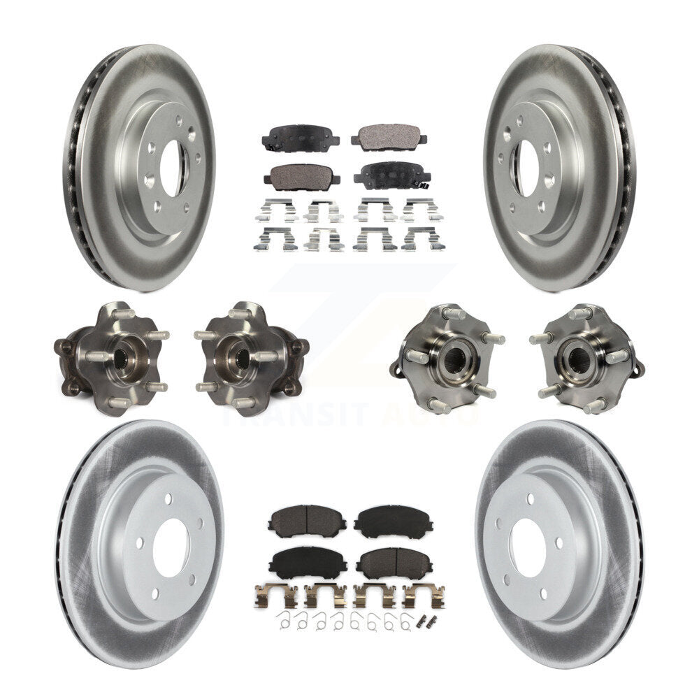 Hub Bearing Coat Brake Rotor Pads Front Rear Kit (10Pc) For Nissan Qashqai Rogue