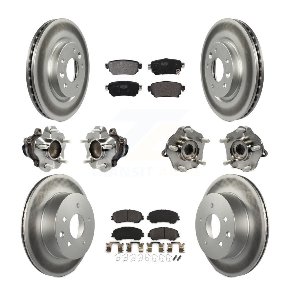 Hub Bearing Coated Brake Rotor Pads Front Rear Kit (10Pc) For Nissan Rogue Sport