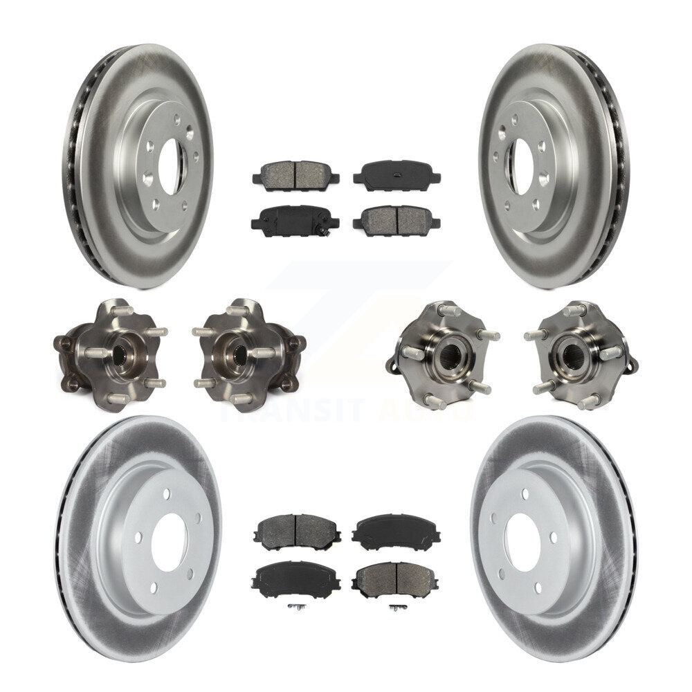 Hub Bearing Coat Brake Rotor Pads Front Rear Kit (10Pc) For Nissan Qashqai Rogue