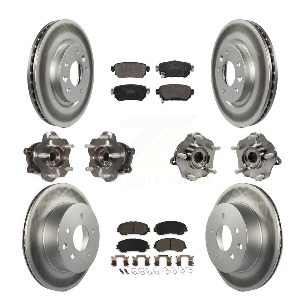 Hub Bearing Coated Brake Rotor Pads Front Rear Kit (10Pc) For Nissan Rogue Sport