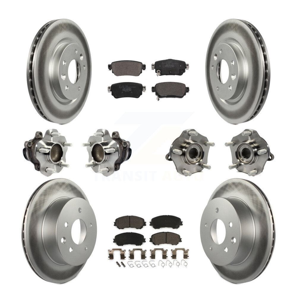 Hub Bearing Coated Brake Rotor Pads Front Rear Kit (10Pc) For Nissan Rogue Sport