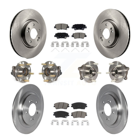 Hub Bearings Disc Brake Rotors And Pads Front Rear Kit (10Pc) For Kia Sportage