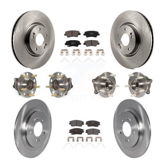 Hub Bearings Disc Brake Rotors And Pads Front Rear Kit (10Pc) For Kia Sportage
