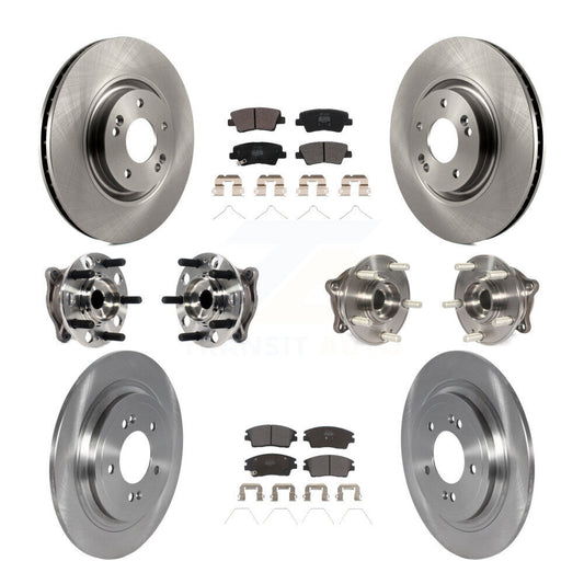 Hub Bearings Disc Brake Rotors And Pads Front Rear Kit (10Pc) For Kia Sportage
