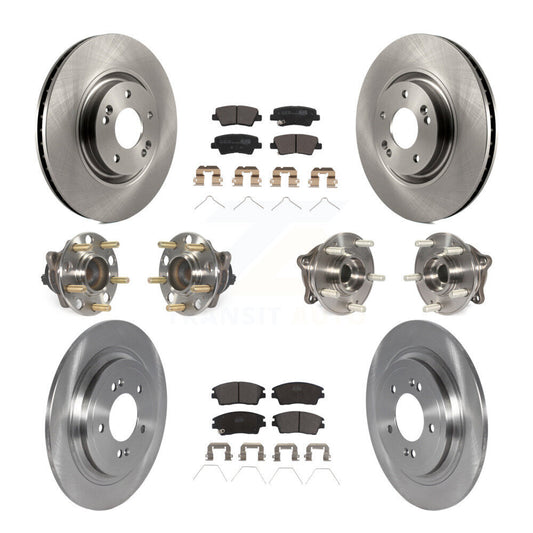 Hub Bearings Disc Brake Rotors And Pads Front Rear Kit (10Pc) For Kia Sportage