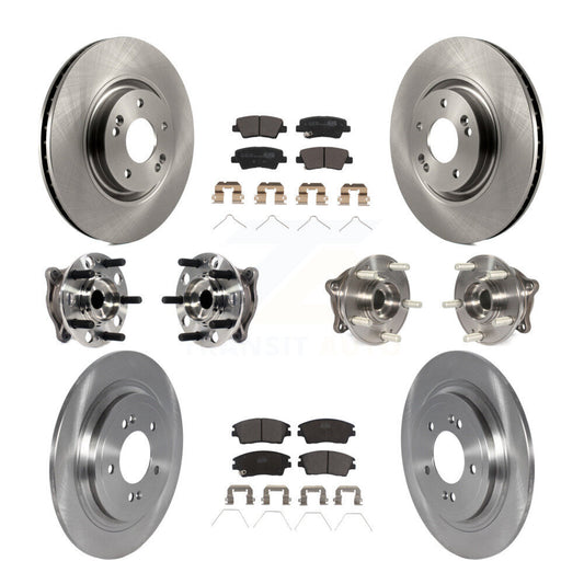 Hub Bearings Disc Brake Rotors And Pads Front Rear Kit (10Pc) For Kia Sportage
