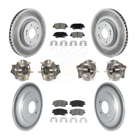 Hub Bearing Coated Disc Brake Rotor & Pad Front Rear Kit (10Pc) For Kia Sportage