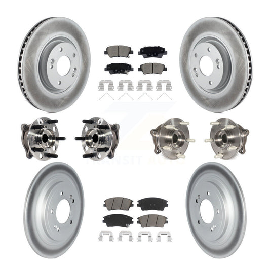 Hub Bearing Coated Disc Brake Rotor & Pad Front Rear Kit (10Pc) For Kia Sportage