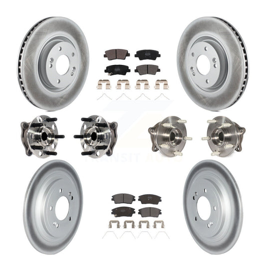 Hub Bearing Coated Disc Brake Rotor & Pad Front Rear Kit (10Pc) For Kia Sportage