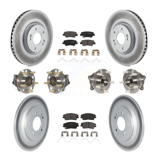 Hub Bearing Coated Disc Brake Rotor & Pad Front Rear Kit (10Pc) For Kia Sportage