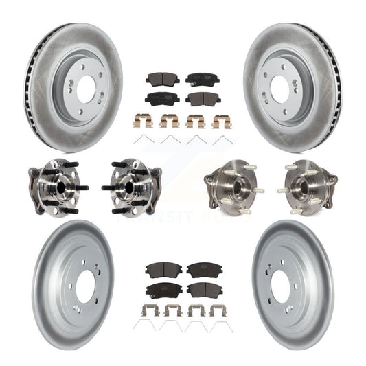 Hub Bearing Coated Disc Brake Rotor & Pad Front Rear Kit (10Pc) For Kia Sportage