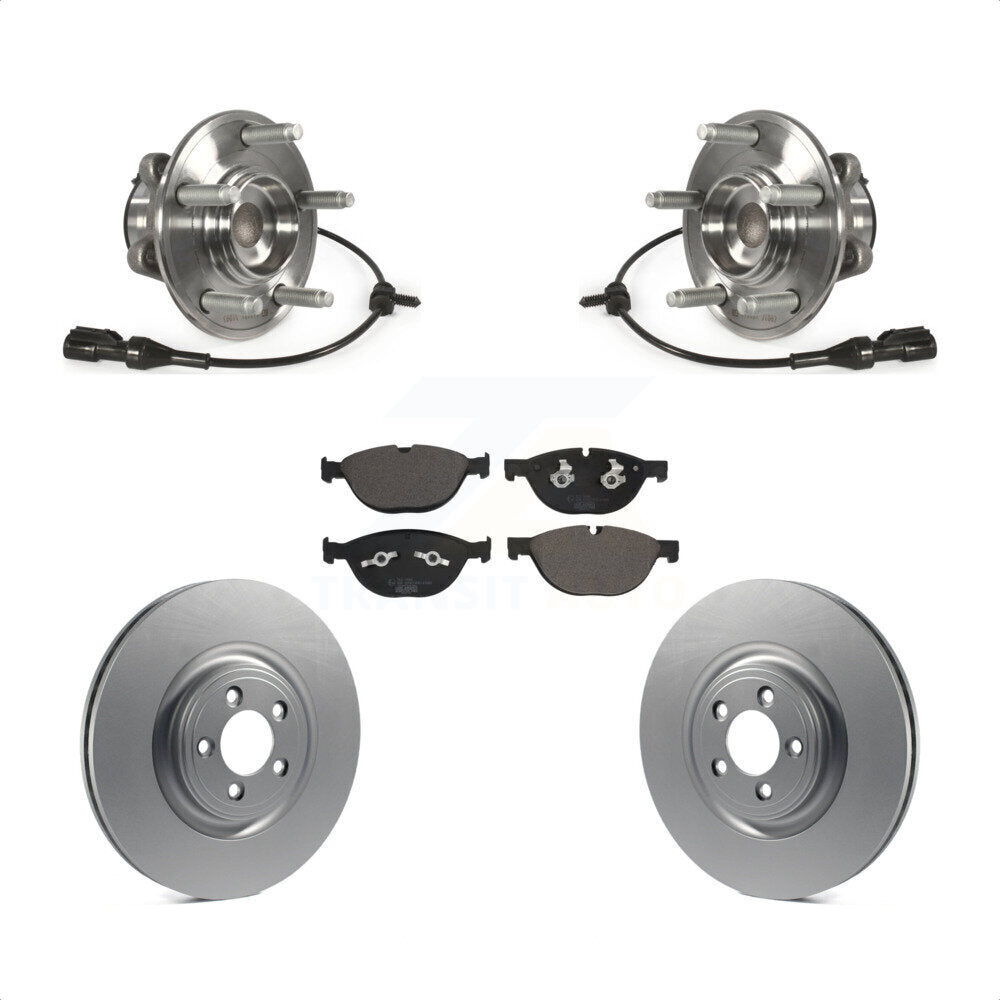 Hub Bearing Assembly Coated Disc Brake Rotor And Pads Front Kit For Jaguar XF XJ