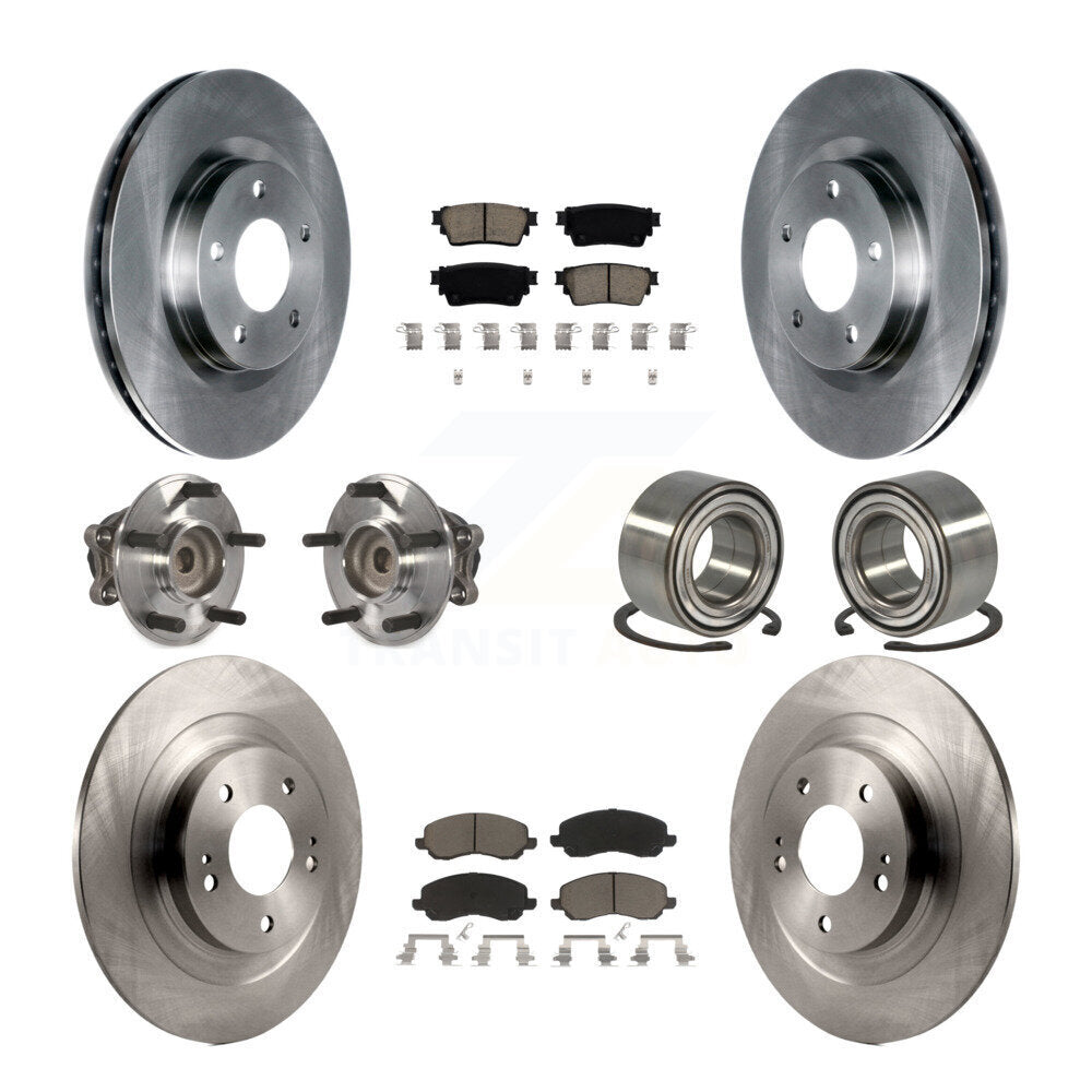 Hub Bearing Brake Rotor & Pad Front Rear Kit (10Pc) For Mitsubishi Outlander FWD
