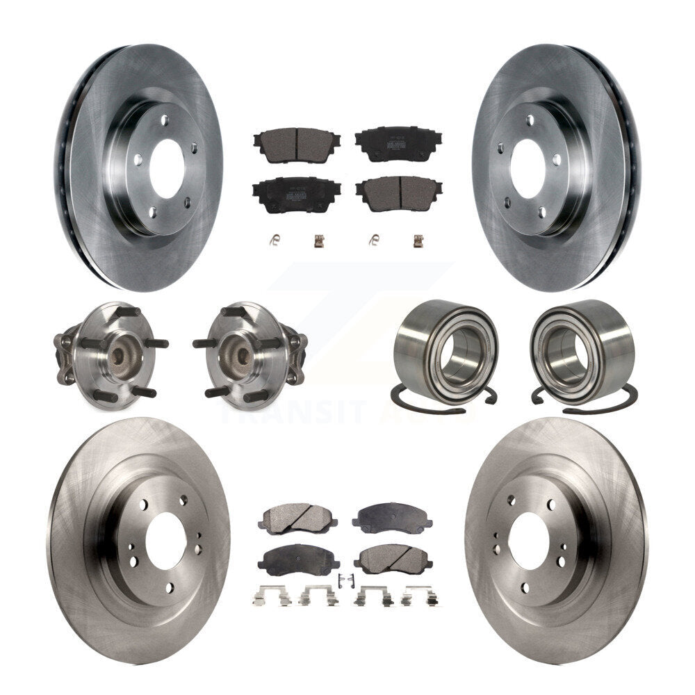 Hub Bearing Brake Rotor & Pad Front Rear Kit (10Pc) For Mitsubishi Outlander FWD