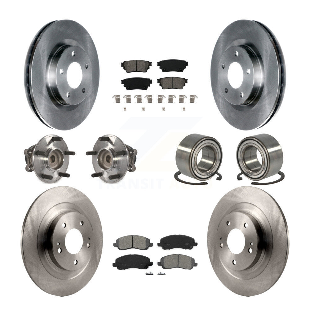 Hub Bearing Brake Rotor & Pad Front Rear Kit (10Pc) For Mitsubishi Outlander FWD