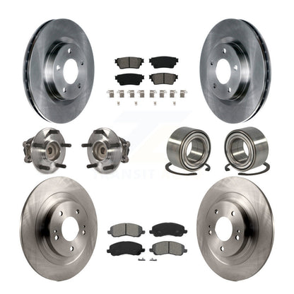 Hub Bearing Brake Rotor & Pad Front Rear Kit (10Pc) For Mitsubishi Outlander FWD