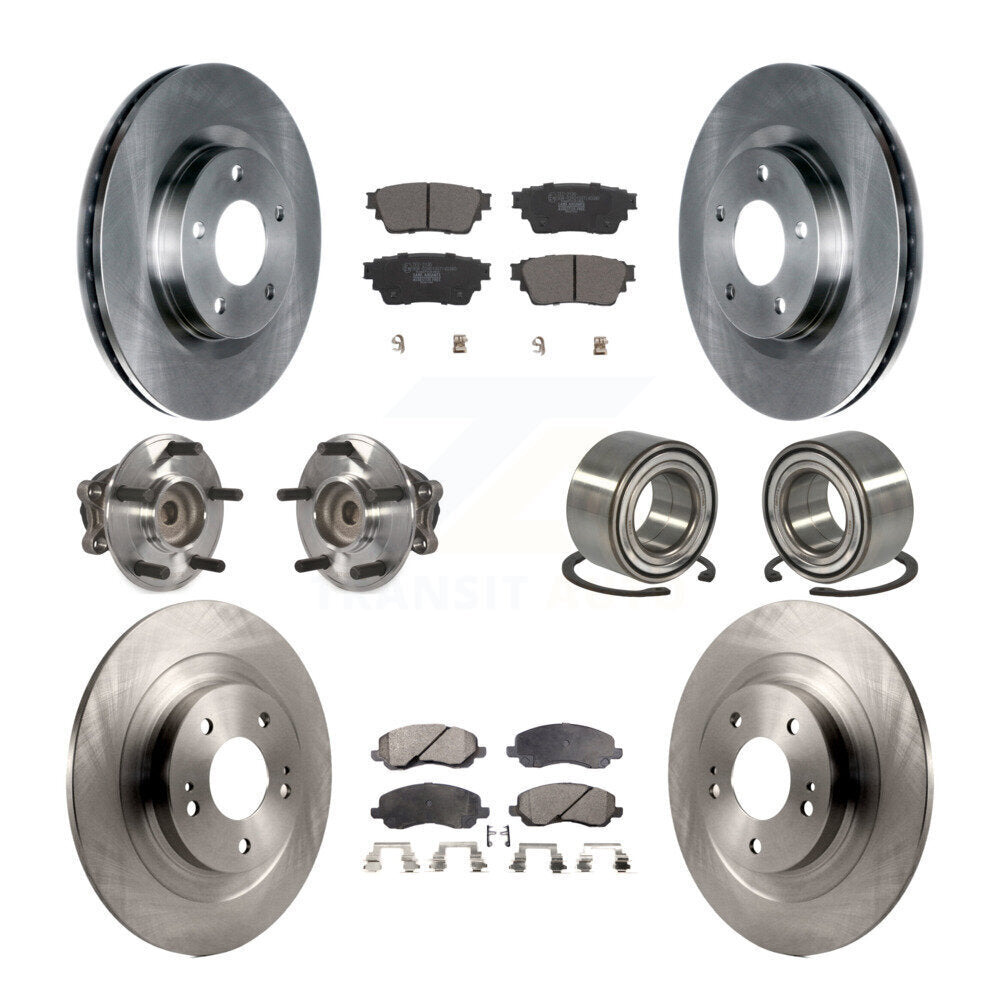 Hub Bearing Brake Rotor & Pad Front Rear Kit (10Pc) For Mitsubishi Outlander FWD