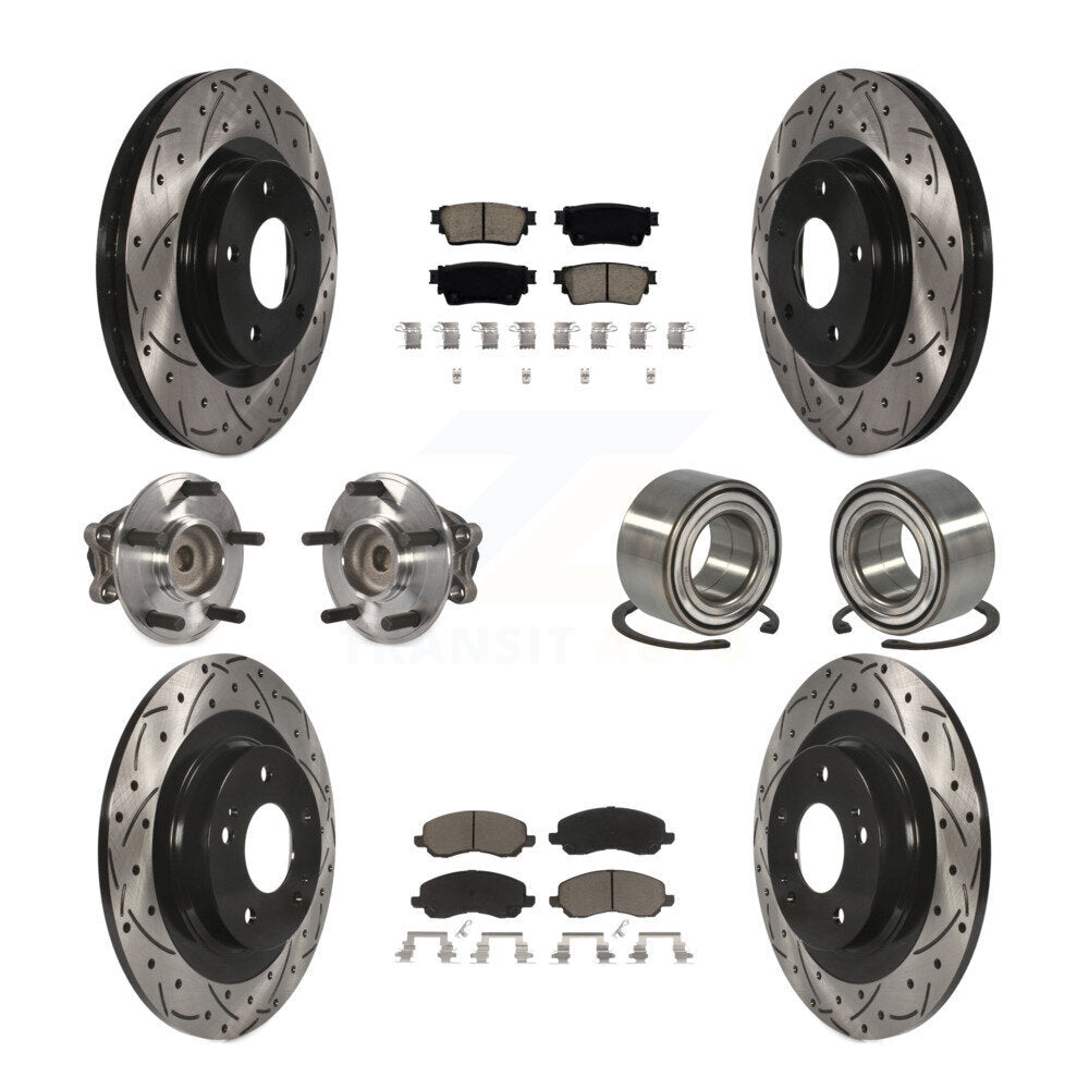 Hub Bearing Coat Brake Rotor Pads Front Rear Kit (10Pc) For Mitsubishi Outlander