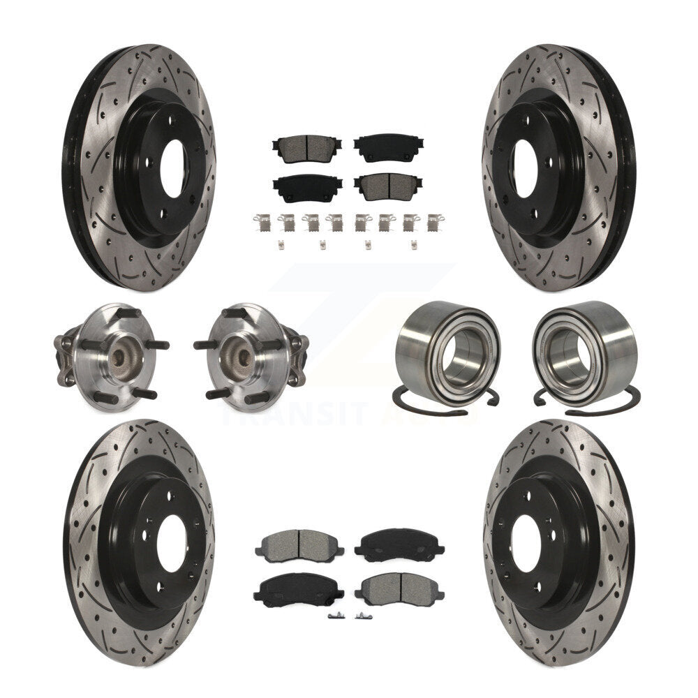 Hub Bearing Coat Brake Rotor Pads Front Rear Kit (10Pc) For Mitsubishi Outlander