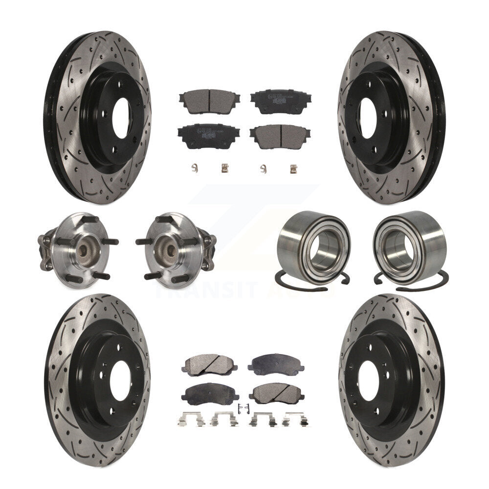 Hub Bearing Coat Brake Rotor Pads Front Rear Kit (10Pc) For Mitsubishi Outlander