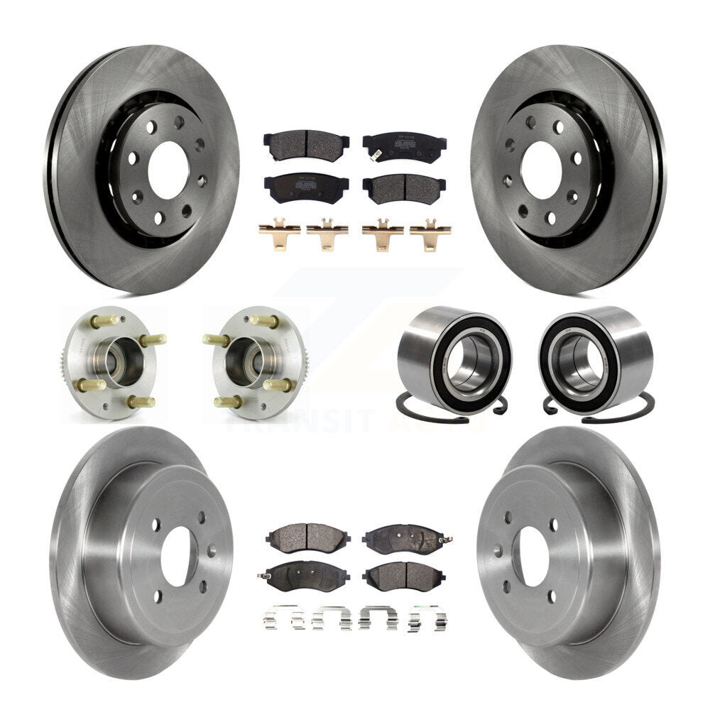Hub Bearing Disc Brake Rotors And Pads Front Rear Kit (10Pc) For Chevrolet Spark