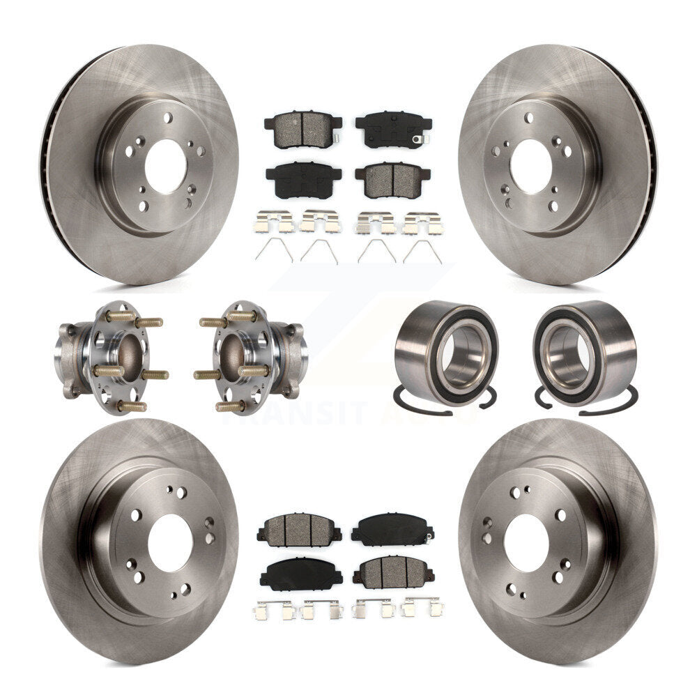 Hub Bearings Disc Brake Rotors And Pads Front Rear Kit (10Pc) For Honda Accord