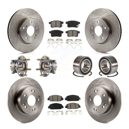 Hub Bearings Disc Brake Rotors And Pads Front Rear Kit (10Pc) For Honda Accord