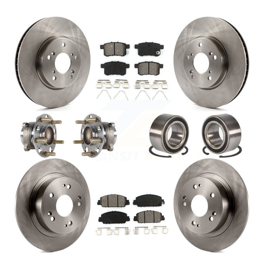 Hub Bearings Disc Brake Rotors And Pads Front Rear Kit (10Pc) For Honda Accord