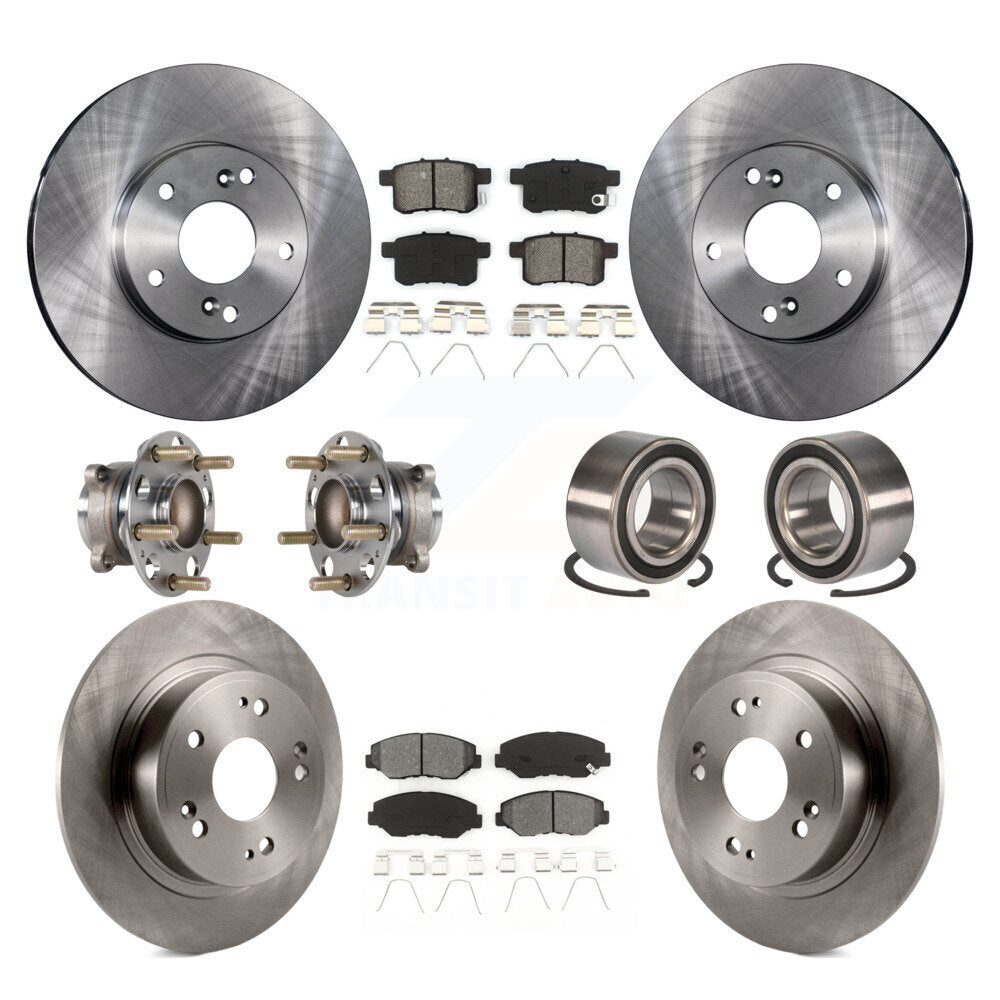 Hub Bearings Disc Brake Rotors And Pads Front Rear Kit (10Pc) For Honda Accord