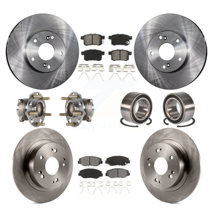 Hub Bearings Disc Brake Rotors And Pads Front Rear Kit (10Pc) For Honda Accord