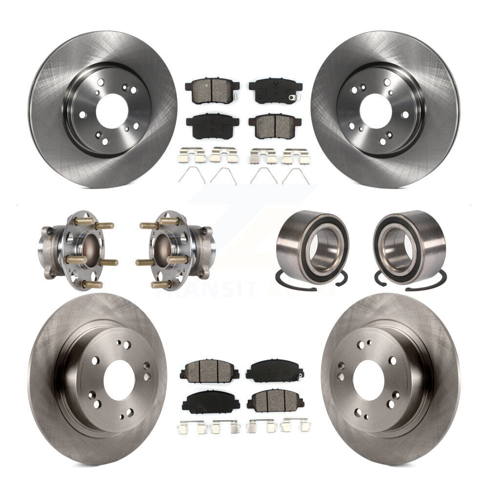 Hub Bearings Disc Brake Rotors And Pads Front Rear Kit (10Pc) For Honda Accord