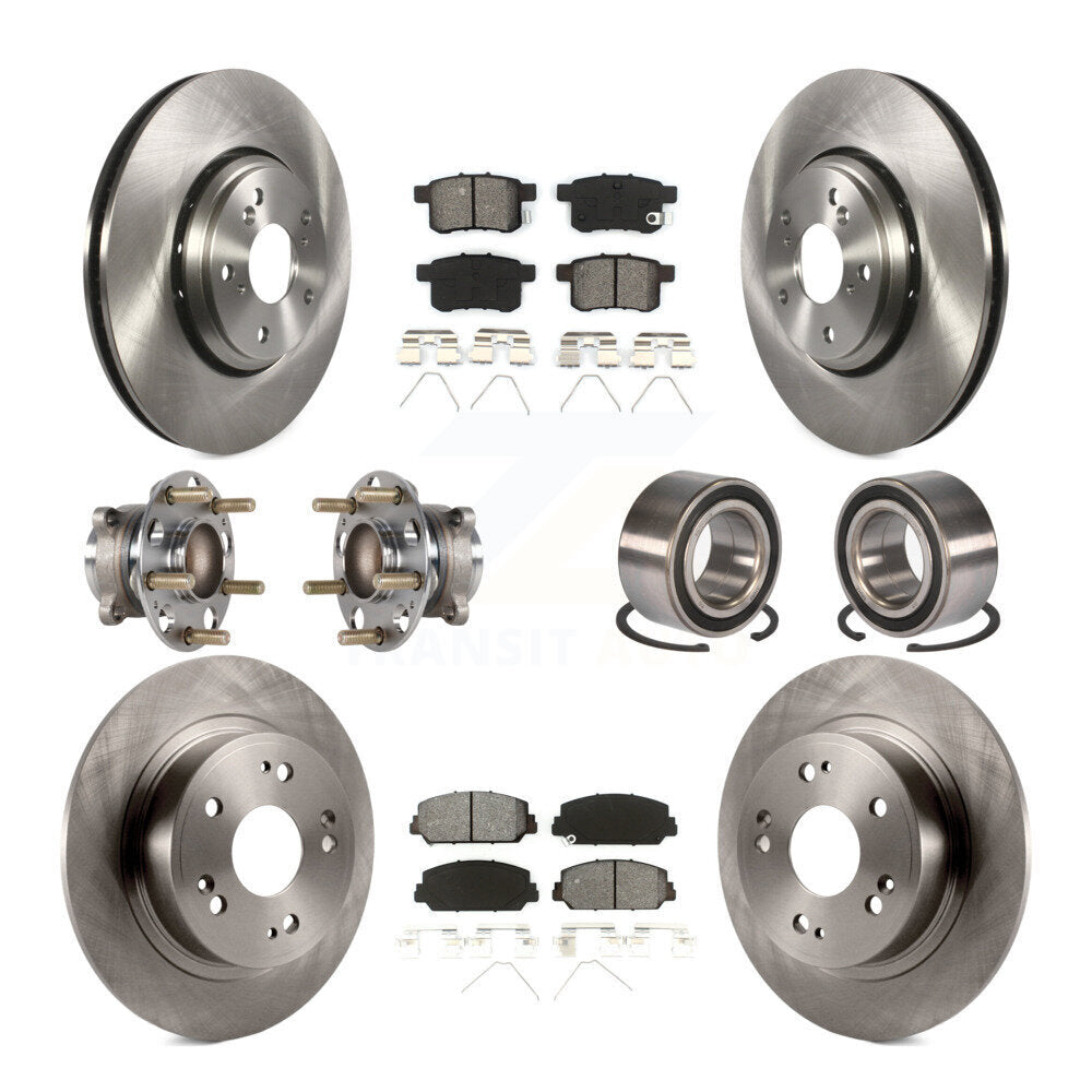 Hub Bearings Disc Brake Rotors And Pads Front Rear Kit (10Pc) For Honda Accord