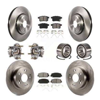 Hub Bearings Disc Brake Rotors And Pads Front Rear Kit (10Pc) For Honda Accord