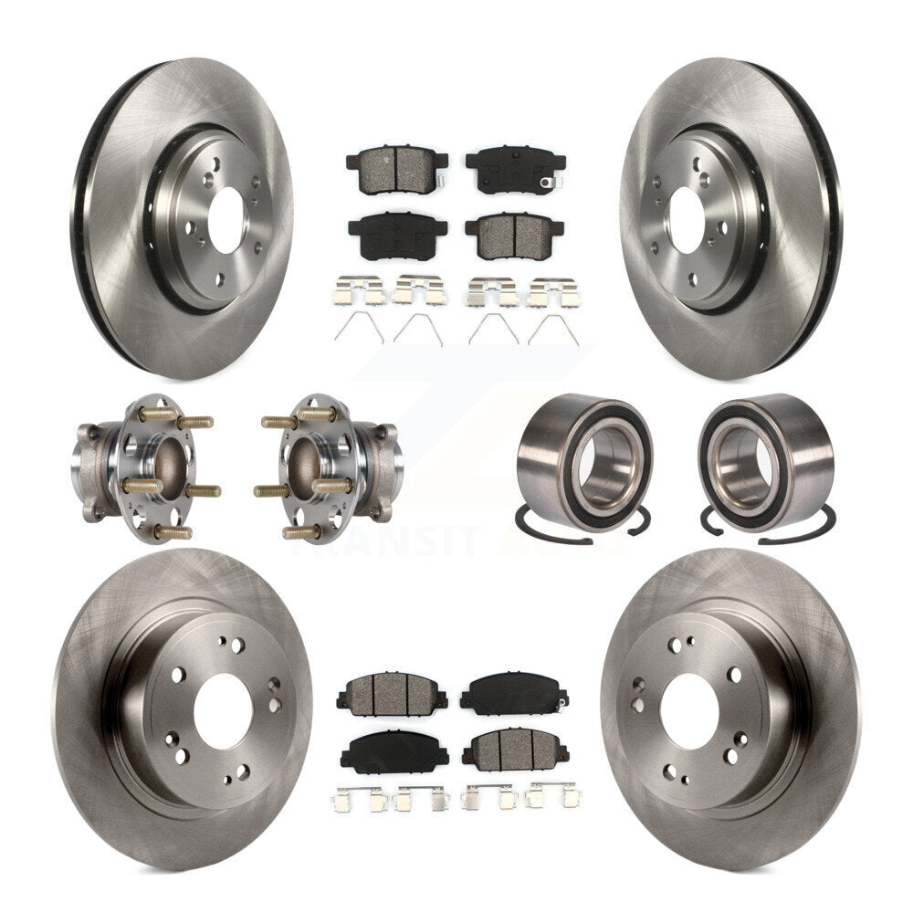 Hub Bearings Disc Brake Rotors And Pads Front Rear Kit (10Pc) For Honda Accord
