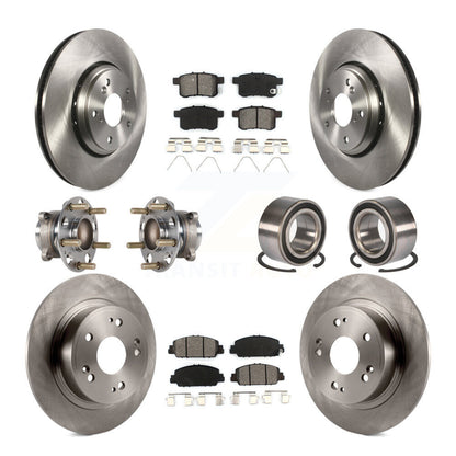 Hub Bearings Disc Brake Rotors And Pads Front Rear Kit (10Pc) For Honda Accord