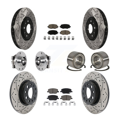 Hub Bearing Coated Brake Rotor Pad Front Rear Kit (10Pc) For 16-18 Fiat 500X AWD