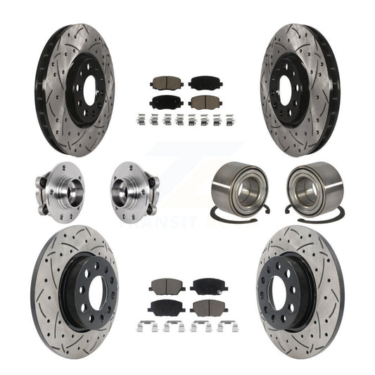 Hub Bearing Coated Brake Rotor Pad Front Rear Kit (10Pc) For 16-18 Fiat 500X AWD