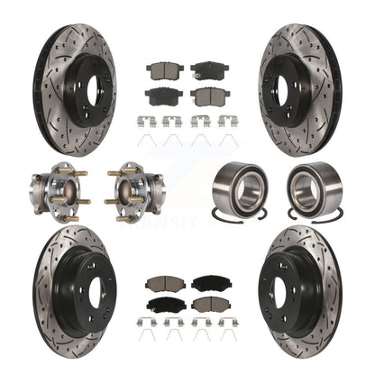 Hub Bearing Coated Disc Brake Rotor & Pad Front Rear Kit (10Pc) For Honda Accord