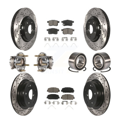 Hub Bearing Coated Disc Brake Rotor & Pad Front Rear Kit (10Pc) For Honda Accord