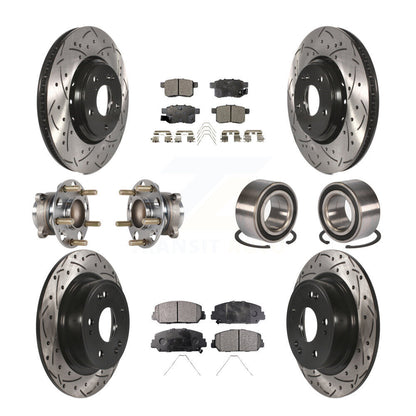 Hub Bearing Coated Disc Brake Rotor & Pad Front Rear Kit (10Pc) For Honda Accord