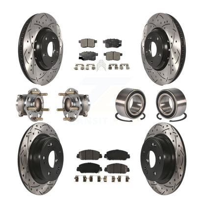 Hub Bearing Coated Disc Brake Rotor & Pad Front Rear Kit (10Pc) For Honda Accord